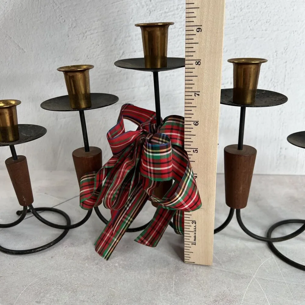 Vintage 70s MCM Candelabra‎ Holds 7 Candle Sticks Holiday Bow